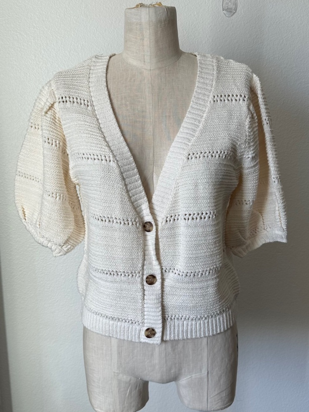Revolve House of Harlow 1960 Cream Knitted Button Down Cardigan Top